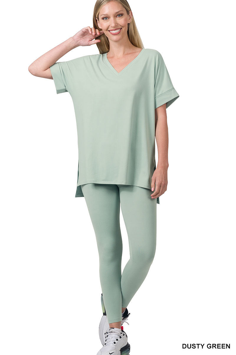 Zenana Outfitters, Pants & Jumpsuits, New Zenana Lazy Days Long Sleeve  And Leggings Matching Lounge Set In Green