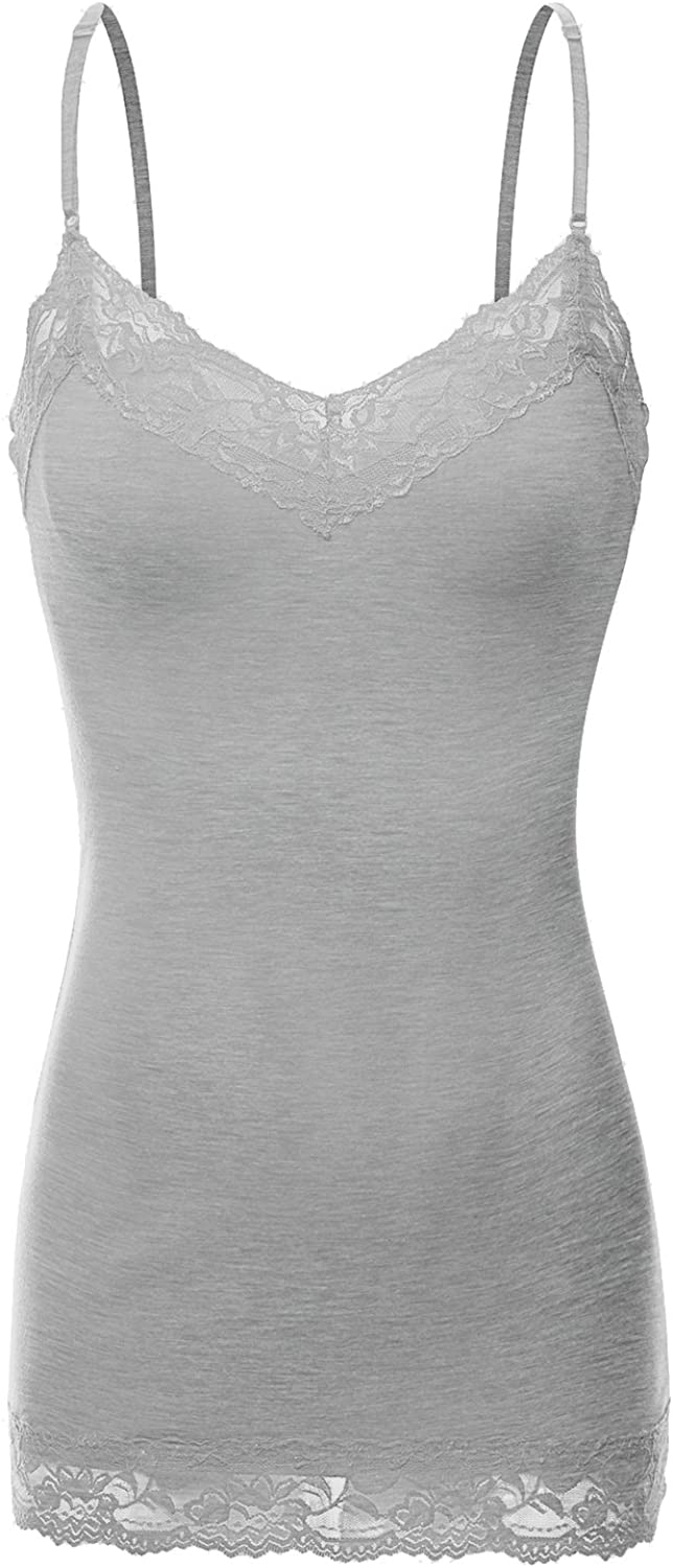 Juniors Solid Plain Adjustable Spaghetti Strap Layering Cropped Camisole  Tank Top (H Grey, L) 