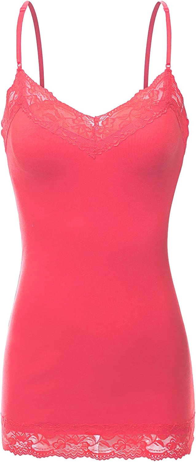 Lace Trim Cami - Racing Red