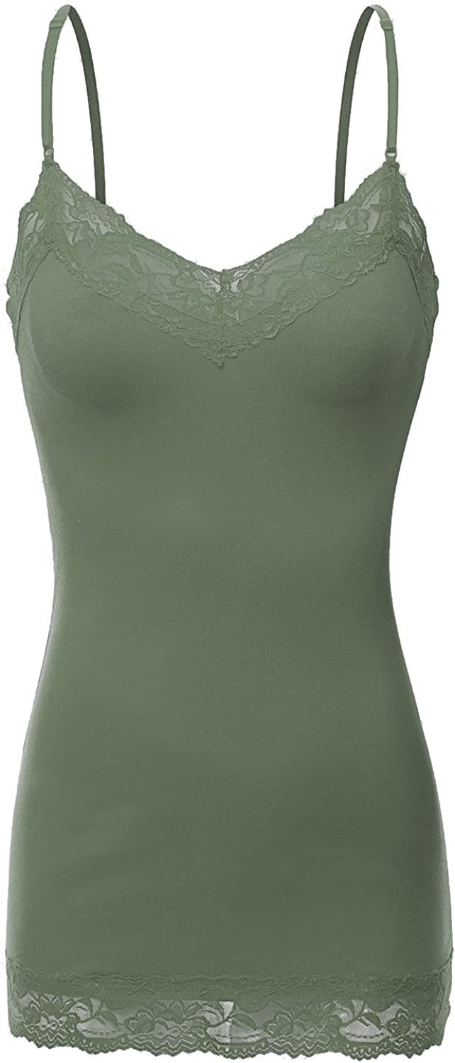 Green & White Ronnie Lace Trim Tank Top  Lace trim tank top, Basic tops, Tank  tops