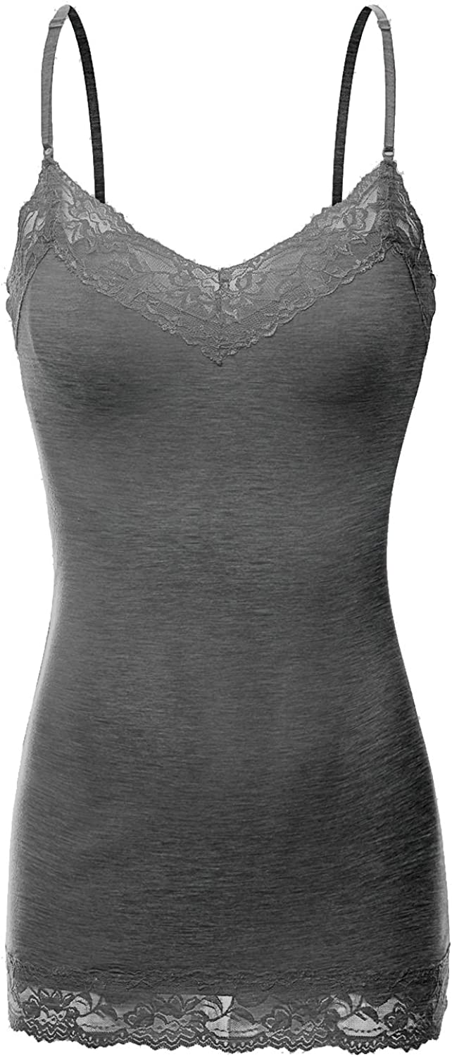 LACE-TRIMMED CAMISOLE TOP - Black / White